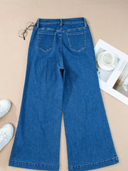 Seam Detail Flared Bottom Ankle Length Jeans
