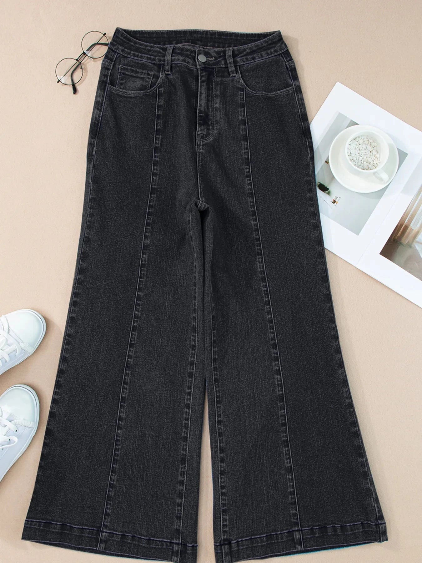 Seam Detail Flared Bottom Ankle Length Jeans