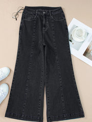 Seam Detail Flared Bottom Ankle Length Jeans