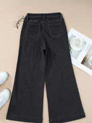 Seam Detail Flared Bottom Ankle Length Jeans