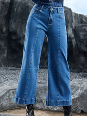 Seam Detail Flared Bottom Ankle Length Jeans