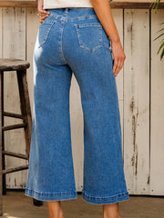 Seam Detail Flared Bottom Ankle Length Jeans
