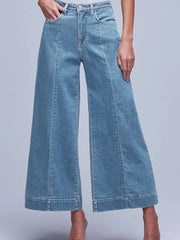 Seam Detail Flared Bottom Ankle Length Jeans Light Blue / 4