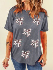 Sequin Bow Short Sleeve Tee