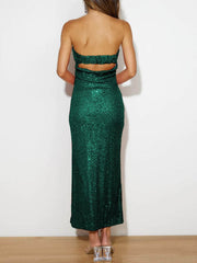 Sequin Cutout Tube Dress Black Forest / S