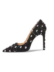 Sequin Decorated Suede Pump Heels