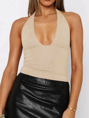 Sequin Halter Neck Cami Champagne / S