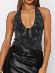 Sequin Halter Neck Cami Wine Red / S