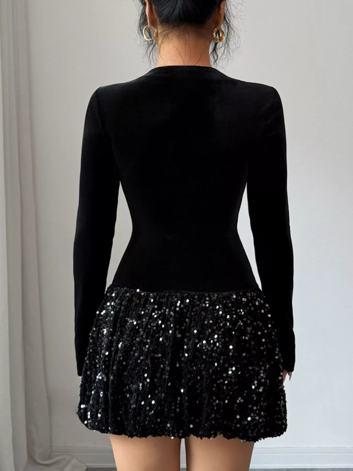 Sequin Long Sleeve Mini Dress