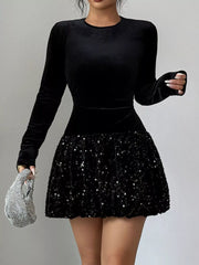 Sequin Long Sleeve Mini Dress