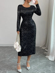 Sequined Long Sleeve Bodycon Dress