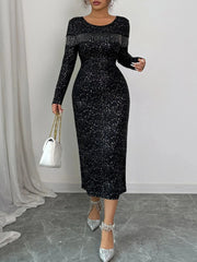 Sequined Long Sleeve Bodycon Dress