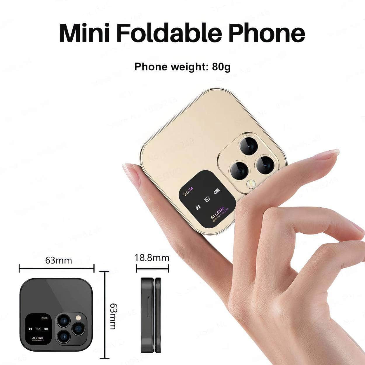 SERVO 2024 New Mini Flip Mobile Phone - FM Radio, Magic Voice, Blacklist, Speed Dial, Vibration, 2SIM Card, Small Display, Foldable Phone
