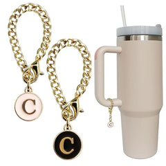 Set of 2 personalized initial letter charms for Stanley Cup handles C