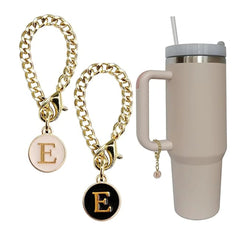 Set of 2 personalized initial letter charms for Stanley Cup handles E