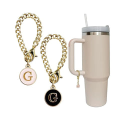 Set of 2 personalized initial letter charms for Stanley Cup handles G