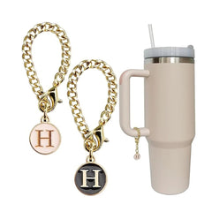 Set of 2 personalized initial letter charms for Stanley Cup handles H