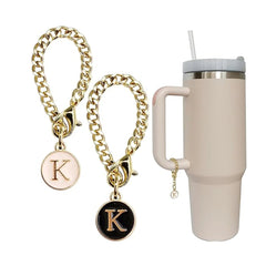 Set of 2 personalized initial letter charms for Stanley Cup handles K
