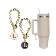 Set of 2 personalized initial letter charms for Stanley Cup handles L