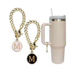 Set of 2 personalized initial letter charms for Stanley Cup handles M