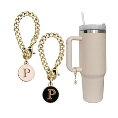 Set of 2 personalized initial letter charms for Stanley Cup handles P