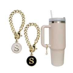 Set of 2 personalized initial letter charms for Stanley Cup handles S