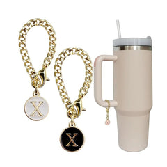 Set of 2 personalized initial letter charms for Stanley Cup handles X