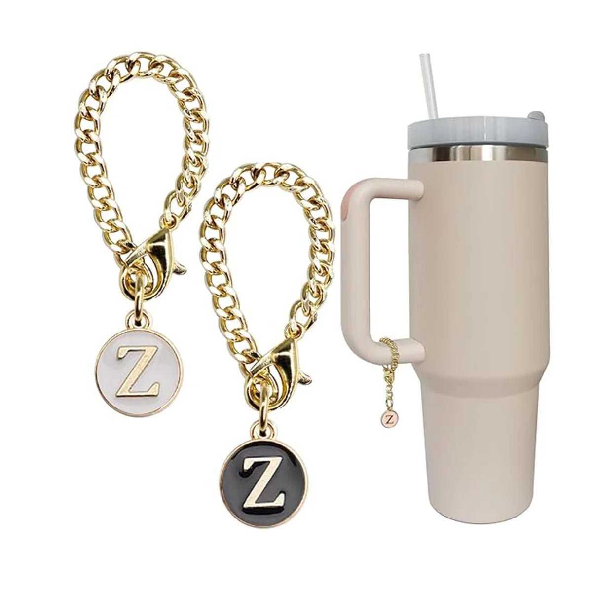 Set of 2 personalized initial letter charms for Stanley Cup handles Z