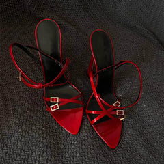 Sexy Crossed Strap Pointed Toe Heels