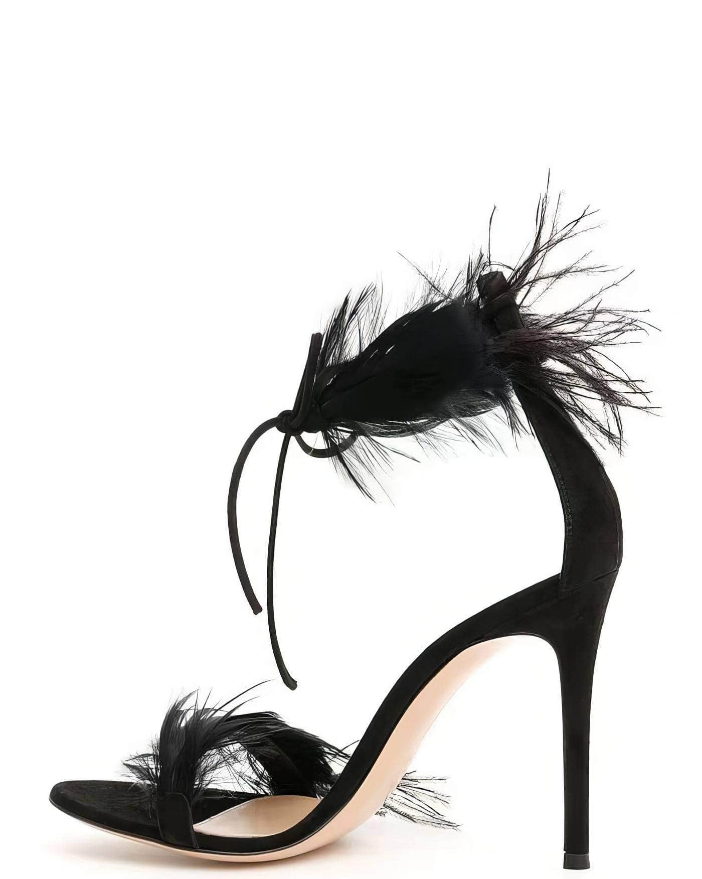 Sexy Feather Peep Toe Strappy Heels