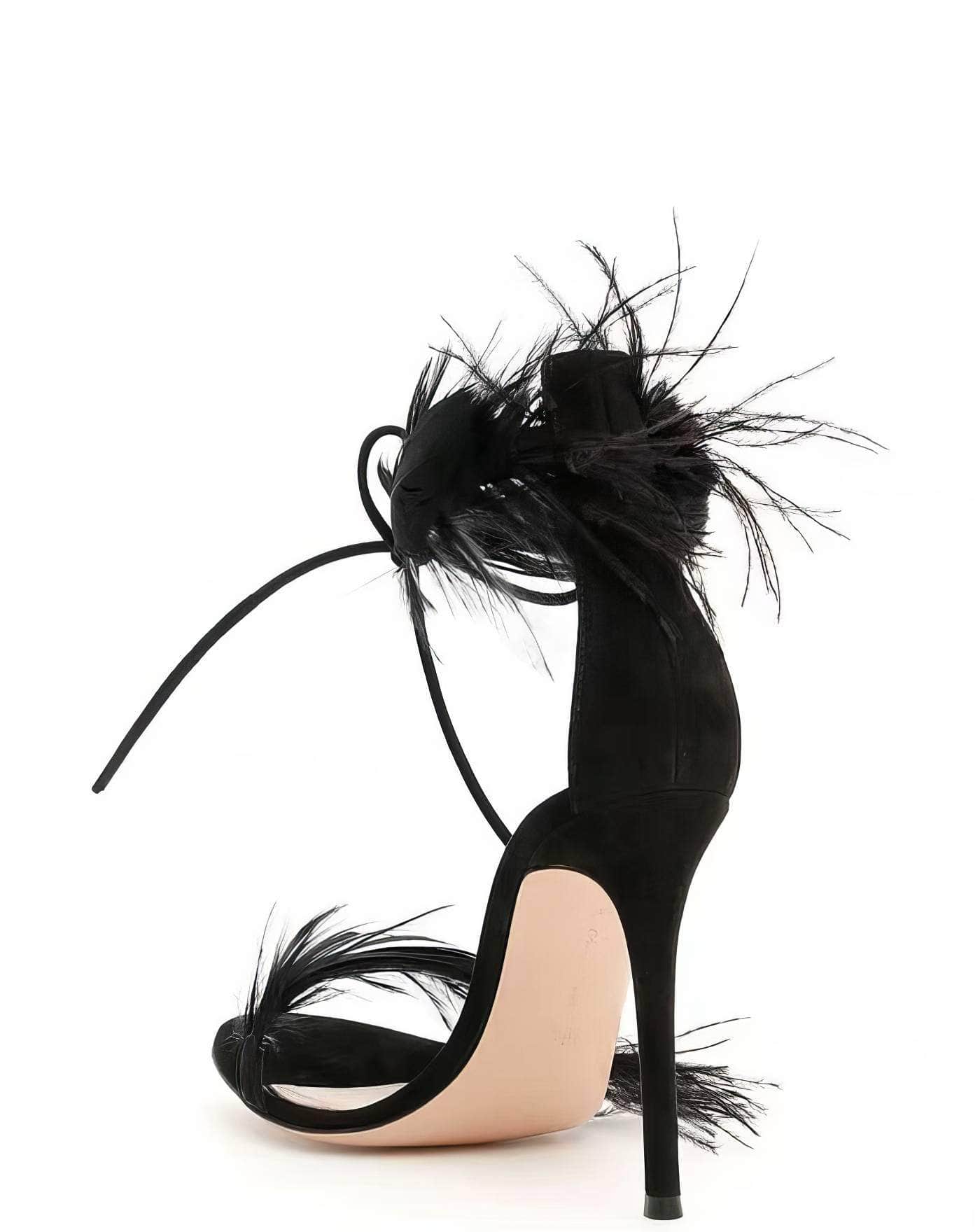 Sexy Feather Peep Toe Strappy Heels