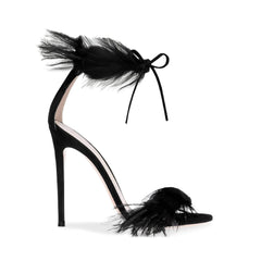 Sexy Feather Peep Toe Strappy Heels
