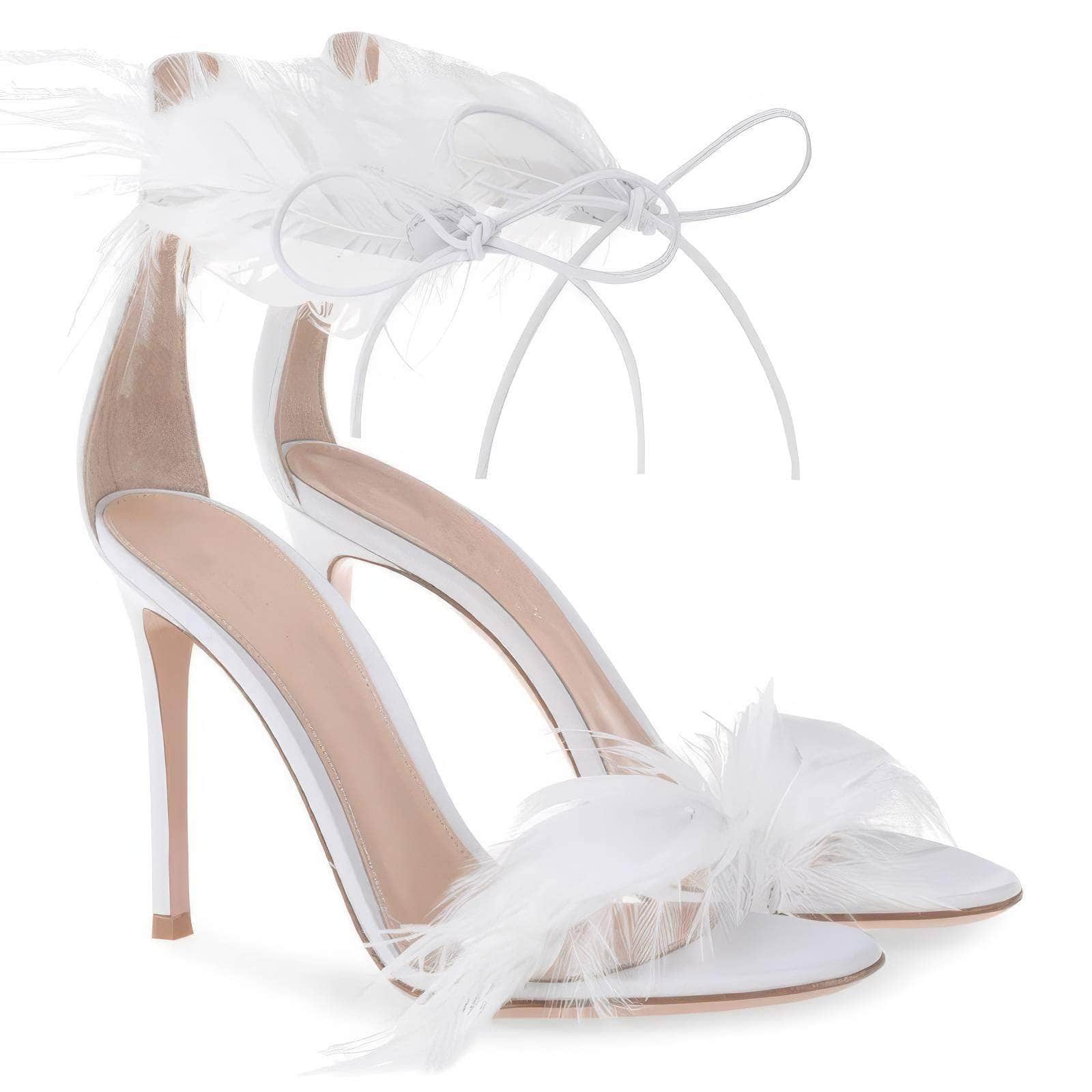 Sexy Feather Peep Toe Strappy Heels