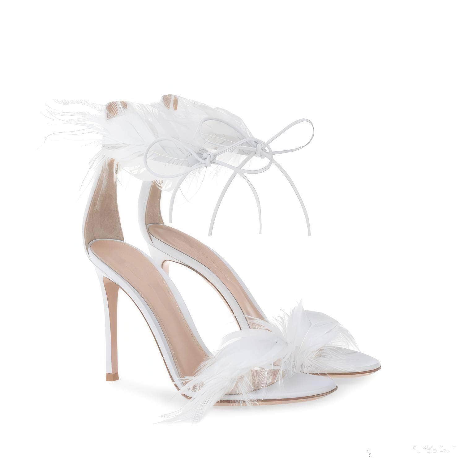 Sexy Feather Peep Toe Strappy Heels