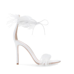 Sexy Feather Peep Toe Strappy Heels EU 33 / White / 7.5CM