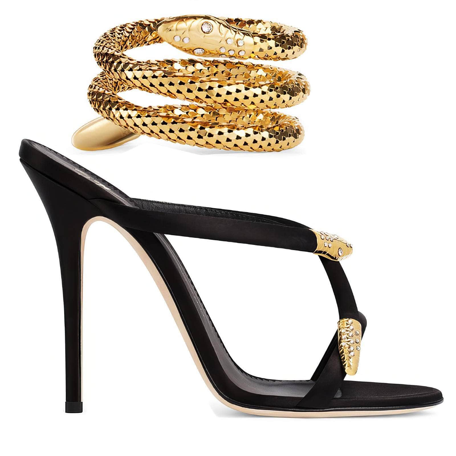 Sexy Snake Ankle Strap Heels EU 33 / Black / 6.5CM
