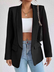 Shawl Collar Long Sleeve Blazer Black / S