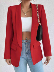 Shawl Collar Long Sleeve Blazer Deep Red / S