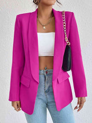 Shawl Collar Long Sleeve Blazer Hot Pink / S