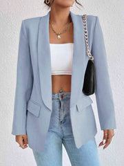 Shawl Collar Long Sleeve Blazer Misty Blue / S
