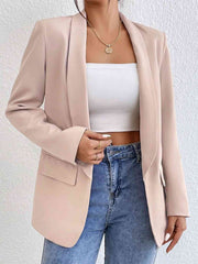 Shawl Collar Long Sleeve Blazer Sand / S