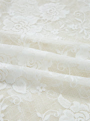 Sheer Floral Lace Mesh Mock Neck Long Sleeve Top