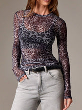 Sheer Leopard Print Long Sleeve Top Leopard / S