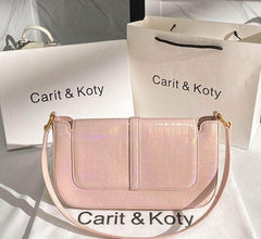 Shimmering Grained Shoulder Handbag