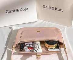 Shimmering Grained Shoulder Handbag