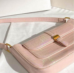 Shimmering Grained Shoulder Handbag