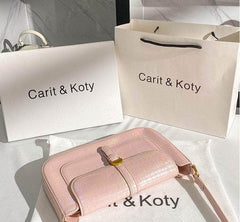 Shimmering Grained Shoulder Handbag