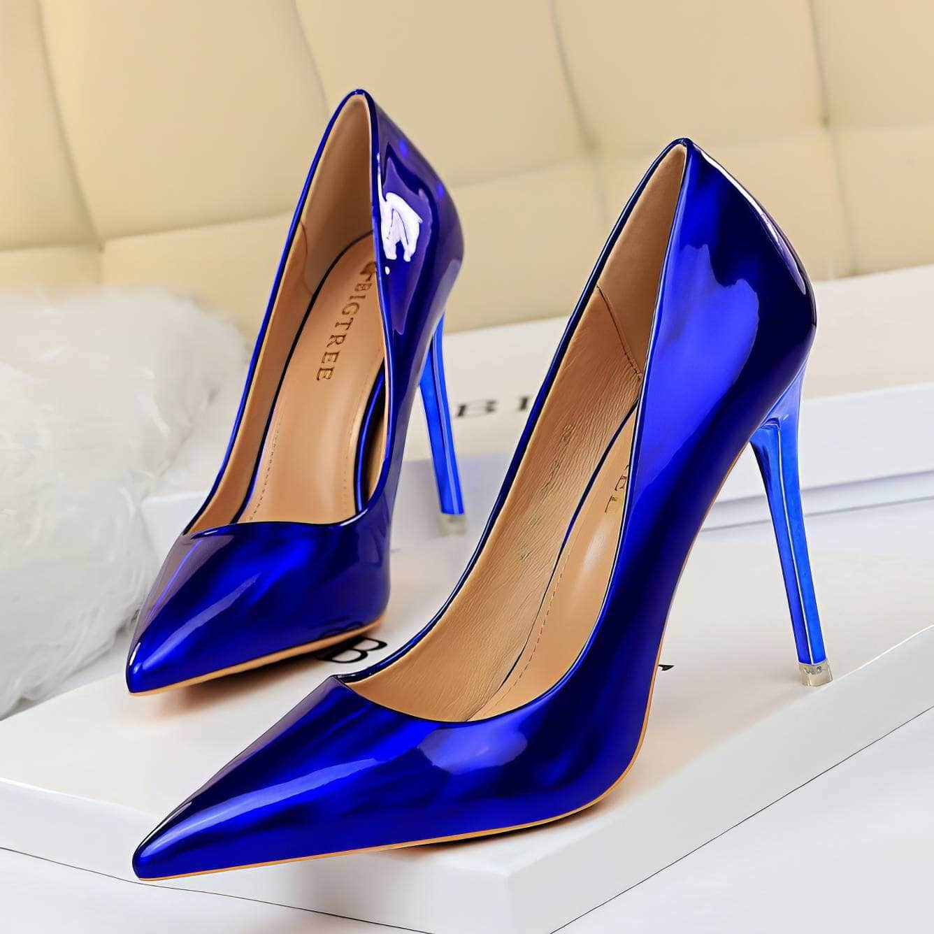 Shimmery Holographic Stiletto Pump Heels EU 33 / Blue / 10.5CM
