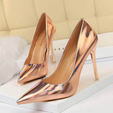 Shimmery Holographic Stiletto Pump Heels EU 33 / LightSalmon / 10.5CM
