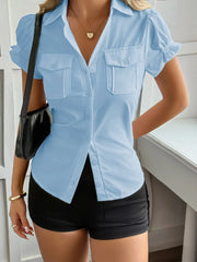 Short Sleeve Button-Up Shirt Black / S